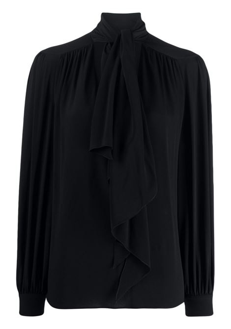 Blusa con fiocco in nero - donna