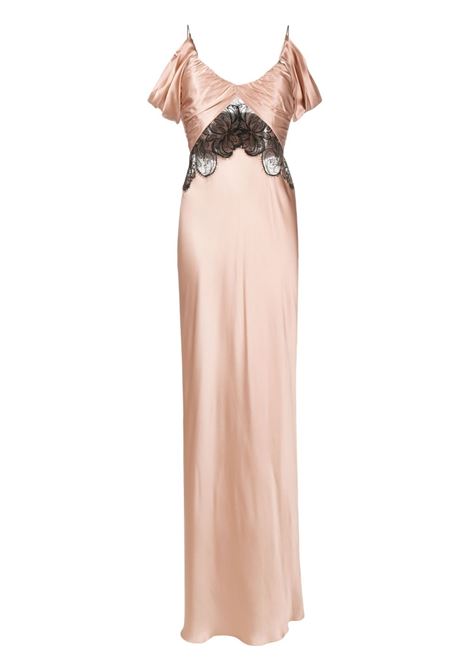 Pink lace-panel satin gown - women  ALBERTA FERRETTI | V044566190169