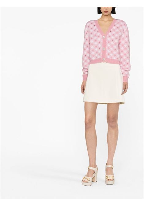 Pink rhinestone-embellished gingham cardigan - women  ALESSANDRA RICH | FAB3234K38371882