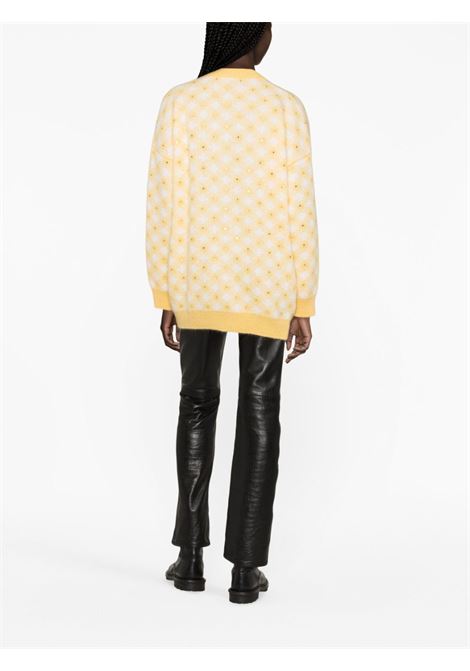Yellow check-pattern embellished cardigan - women  ALESSANDRA RICH | FAB3235K38371626