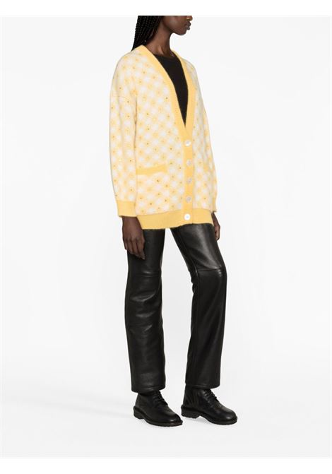 Yellow check-pattern embellished cardigan - women  ALESSANDRA RICH | FAB3235K38371626
