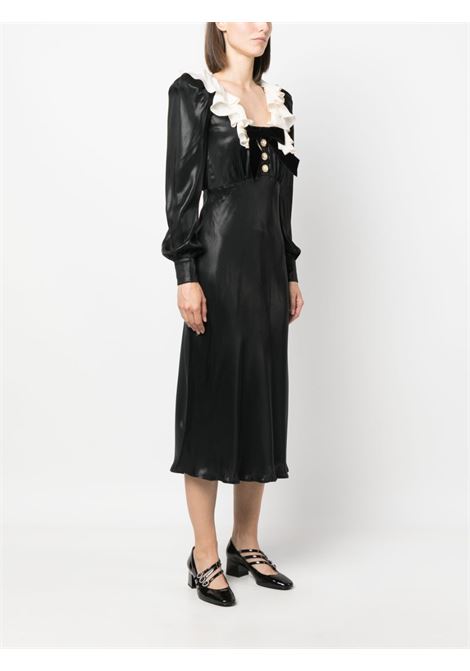 Black volant-collar midi dress - women  ALESSANDRA RICH | FAB3412F4057900