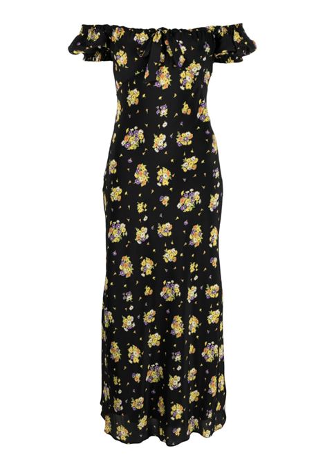 Black Daisy-print off-shoulder dress - women ALESSANDRA RICH | FAB3434F4027900