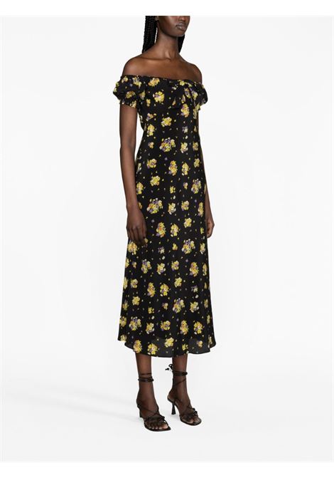 Black Daisy-print off-shoulder dress - women ALESSANDRA RICH | FAB3434F4027900
