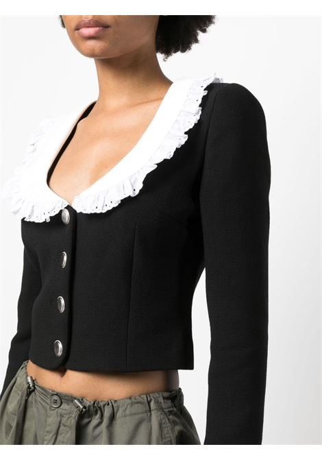 Black ruffle-trimmed top jacket - women ALESSANDRA RICH | FAB3447F4071900