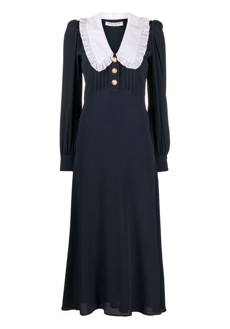 Navy blue oversized-collar midi dress - women  ALESSANDRA RICH | FAB3464F40611944