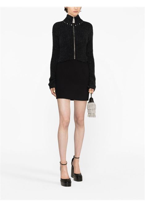 Black embellished ribbed-knit cardigan - women  ALESSANDRA RICH | FAB3485K40588062