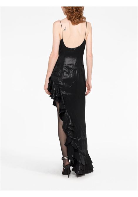 Black ruffled asymmetrical midi dress - women ALESSANDRA RICH | FAB3491F4057900