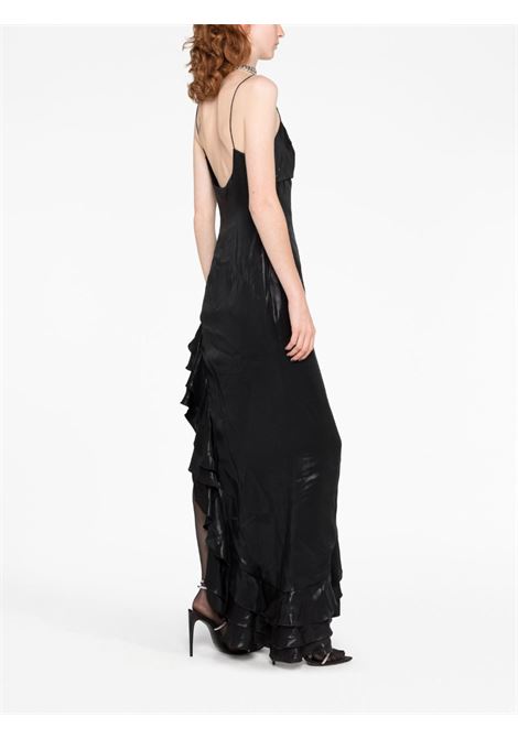 Black ruffled asymmetrical midi dress - women ALESSANDRA RICH | FAB3491F4057900