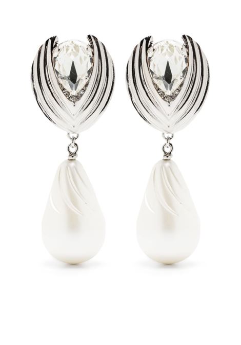 Silver crystal-embellished pearl earrings - women ALESSANDRA RICH | FABA2984J342001