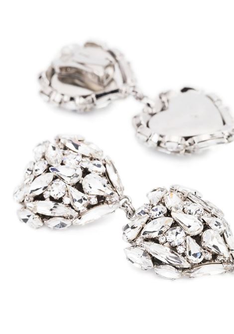 Silver heart-shape crystal-embellished drop earrings - women ALESSANDRA RICH | FABA3060J00040001