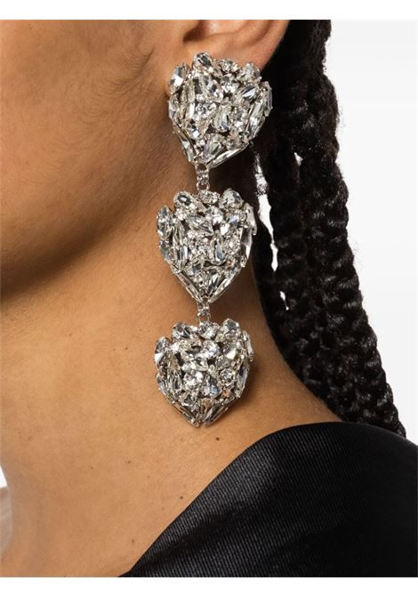 Silver heart-shape crystal-embellished drop earrings - women ALESSANDRA RICH | FABA3060J00040001