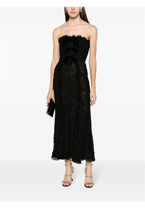 Black bow-embellished lace midi dress - women  ALESSANDRA RICH | FABX3504P41650900