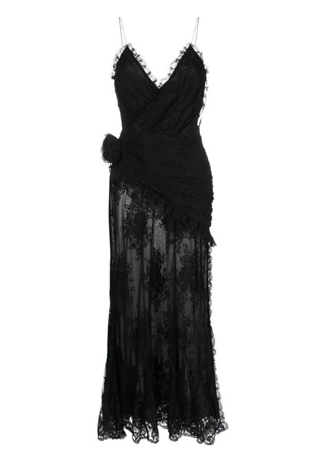 Black floral-appliqu? lace maxi dress - women  ALESSANDRA RICH | FABX3512P41730900