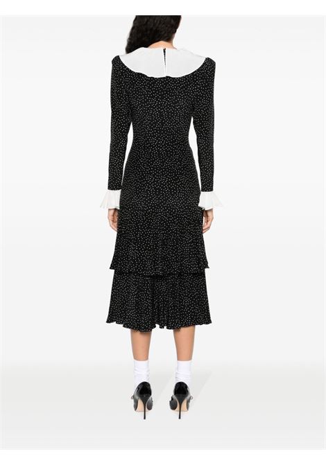 Black ruffled polka-dot midi dress - women ALESSANDRA RICH | FABX3513F41280900