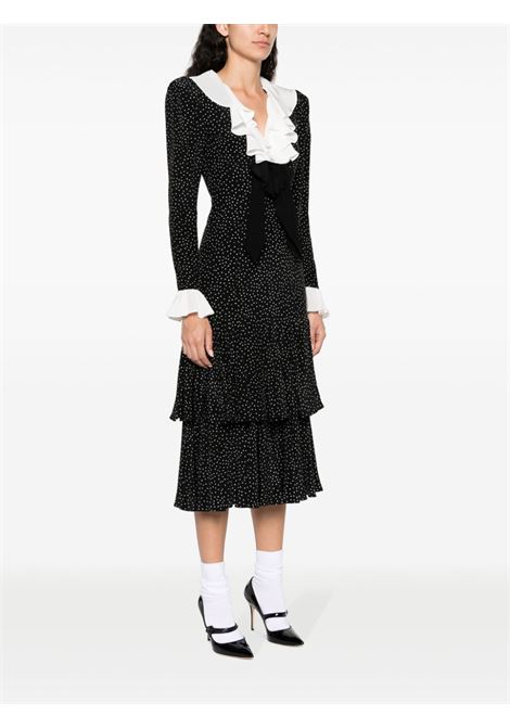 Black ruffled polka-dot midi dress - women ALESSANDRA RICH | FABX3513F41280900