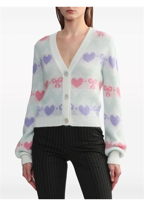 White and multicolour patterned intarsia-knit cardigan - women  ALESSANDRA RICH | FABX3549K41839001