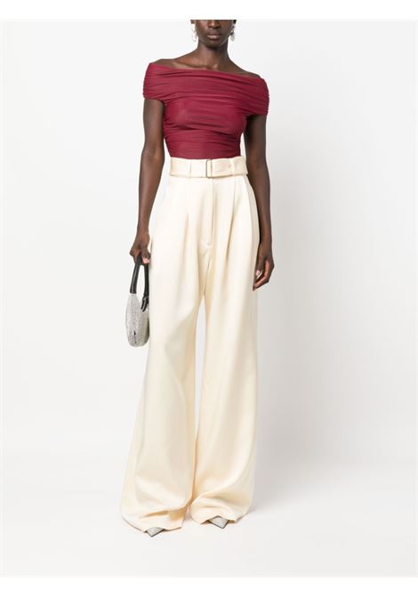 Cream belted palazzo trousers -women  ALEX PERRY | P071CRM