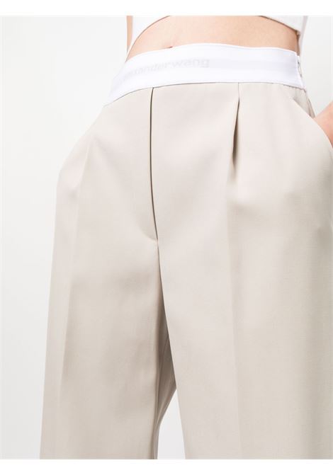 Pantaloni dritti con banda logo in beige - donna ALEXANDER WANG | 1WC3234079279