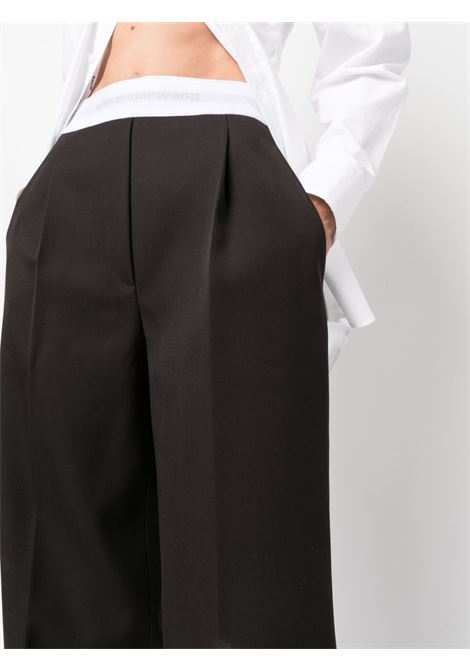 Pantaloni dritti con banda logo in marrone - donna ALEXANDER WANG | 1WC3234079902