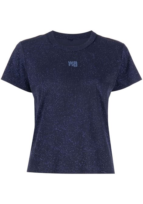 T-shirt con logo goffrato in blu - donna ALEXANDER WANG | 4CC3231416065