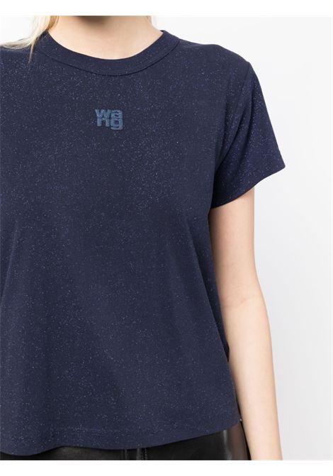 T-shirt con logo goffrato in blu - donna ALEXANDER WANG | 4CC3231416065