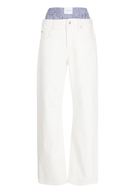 Jeans dritti con design a strati in bianco - donna