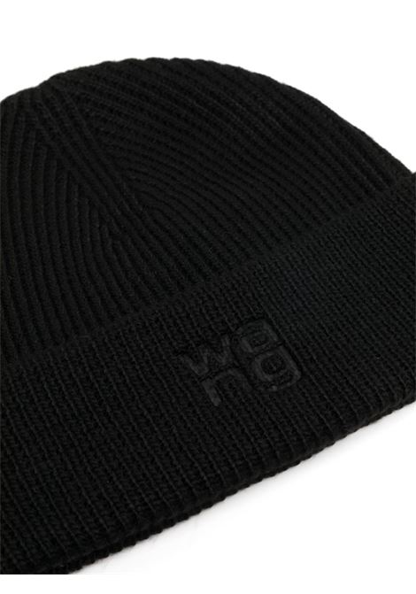 Black logo-debossed ribbed-knit beanie - unisex ALEXANDER WANG | 4KC4239073001