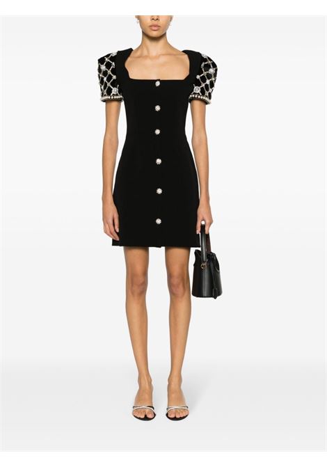 Black crystal-embellished square-neck mini dress - women AMEN | AMW23410009