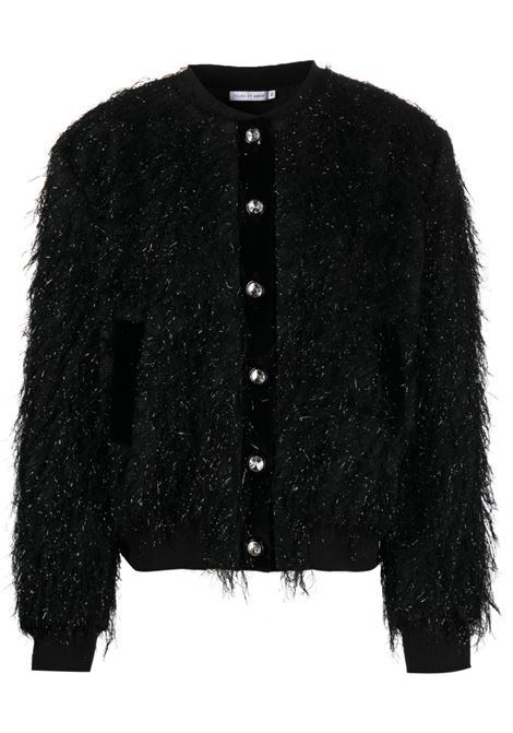 Black fringed boucl? jacket - women AMEN | HMW23100009
