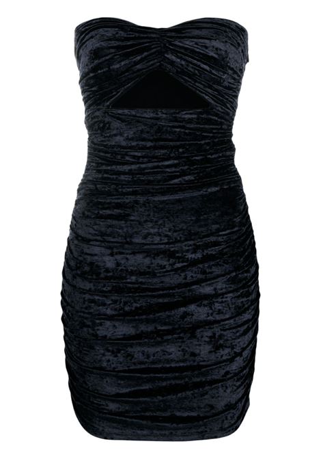 Black cut-out crushed velvet minidress - women AMEN | HMW23401009