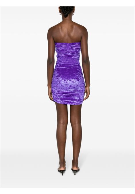 Purple ruched strapless velvet minidress - women AMEN | HMW23401046