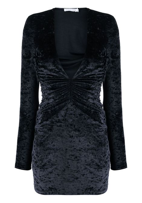 Black plunging V-neck velvet minidress - women AMEN | HMW23404009