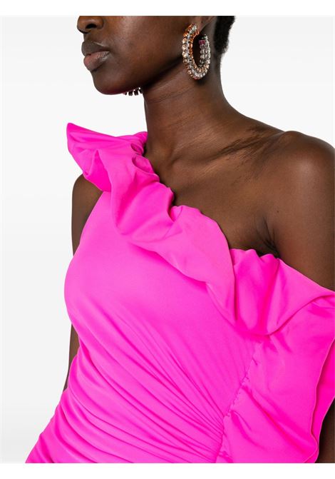 Pink one-shoulder ruffled minidress - women AMEN | HMW23436073