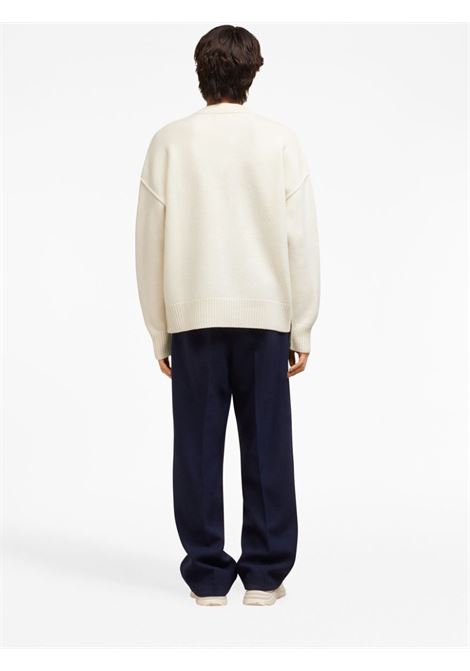 White  intarsia-knit jumper - unisex AMI PARIS | BFUKS006018154