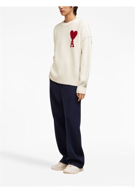 Maglione con intarsio in bianco - unisex AMI PARIS | BFUKS006018154