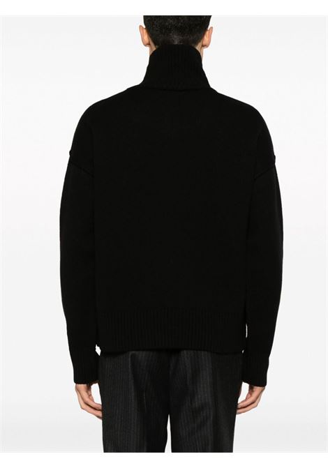 Maglione a collo alto in nero e rosso - unisex AMI PARIS | BFUKS406018009