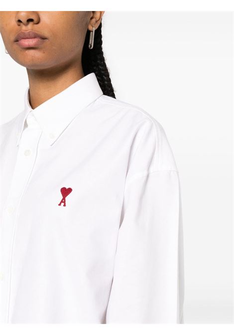Camicia con ricamo in bianco - unisex AMI PARIS | BFUSH130CO0031168