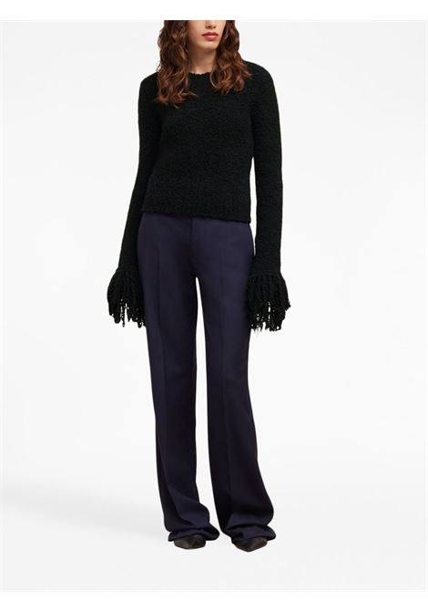 Black fringed-trim cropped jumper - women  AMI PARIS | FKS060KN0020001