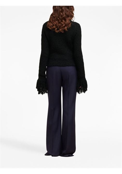 Black fringed-trim cropped jumper - women  AMI PARIS | FKS060KN0020001