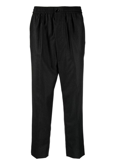 Pantaloni crop gessati in grigio - uomo AMI PARIS | HTR206WV00240552