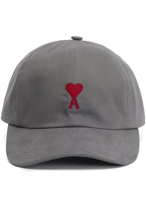 Cappello da baseball con ricamo in grigio - unisex AMI PARIS | UCP006CO0051087