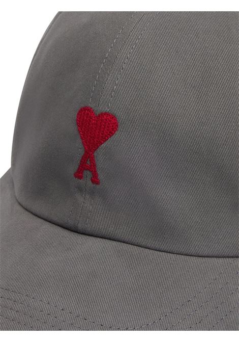 Cappello da baseball con ricamo in grigio - unisex AMI PARIS | UCP006CO0051087