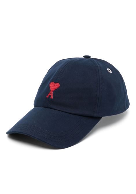 Cappello da baseball con logo ricamato in blu - unisex AMI PARIS | UCP006CO0051430
