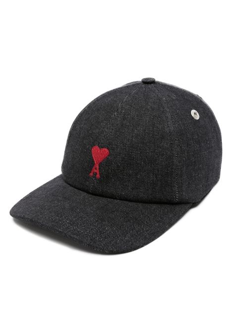 Cappello da baseball con logo ricamato in nero - unisex AMI PARIS | UCP006DE0018031