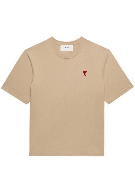 T-shirt con ricamo in beige - unisex AMI PARIS | UTS005726265