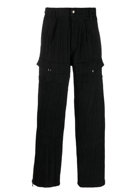 Black crinkled-effect straight-leg jeans - men ANDERSSON BELL | APA672MBLK