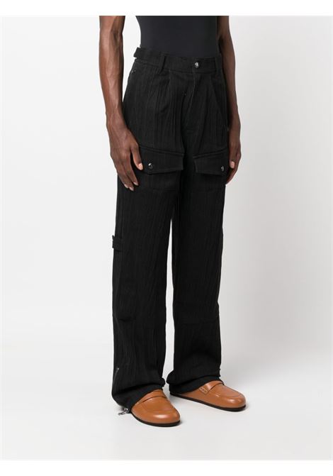 Black crinkled-effect straight-leg jeans - men ANDERSSON BELL | APA672MBLK