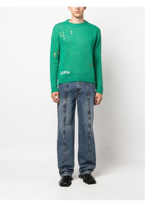Blue contrast-stitching light-wash jeans - men  ANDERSSON BELL | APA682MWASBLU
