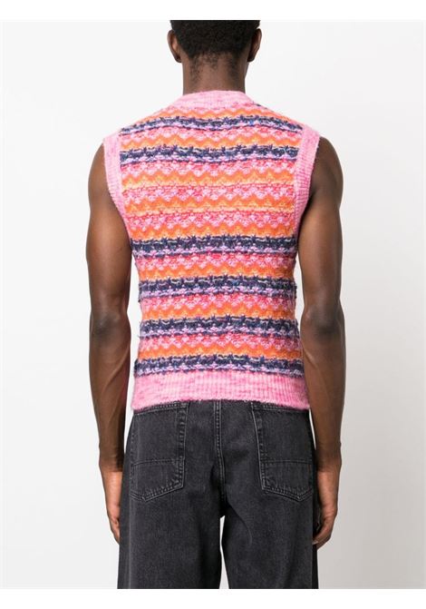 Multicolored zigzag pattern-embroidered knitted gilet - unisex ANDERSSON BELL | ATB1016UPNK